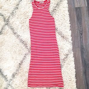Hearts & Hips Striped Midi Dress sz Small Red/Whit